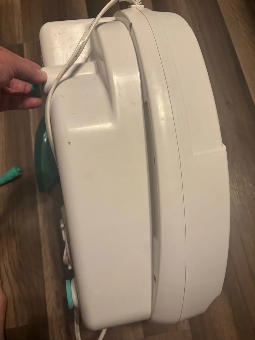 Soothing Teal and White Foot Spa with Removable Rollers